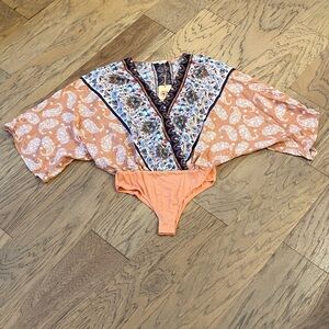 Entro Boho Patterned Bodysuit size Medium